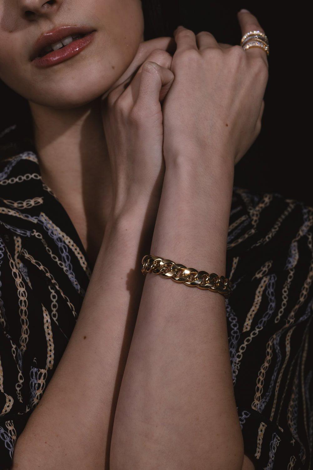 SIDNEY GARBER-Curb Chain Bracelet - 17cm - Yellow Gold-YELLOW GOLD