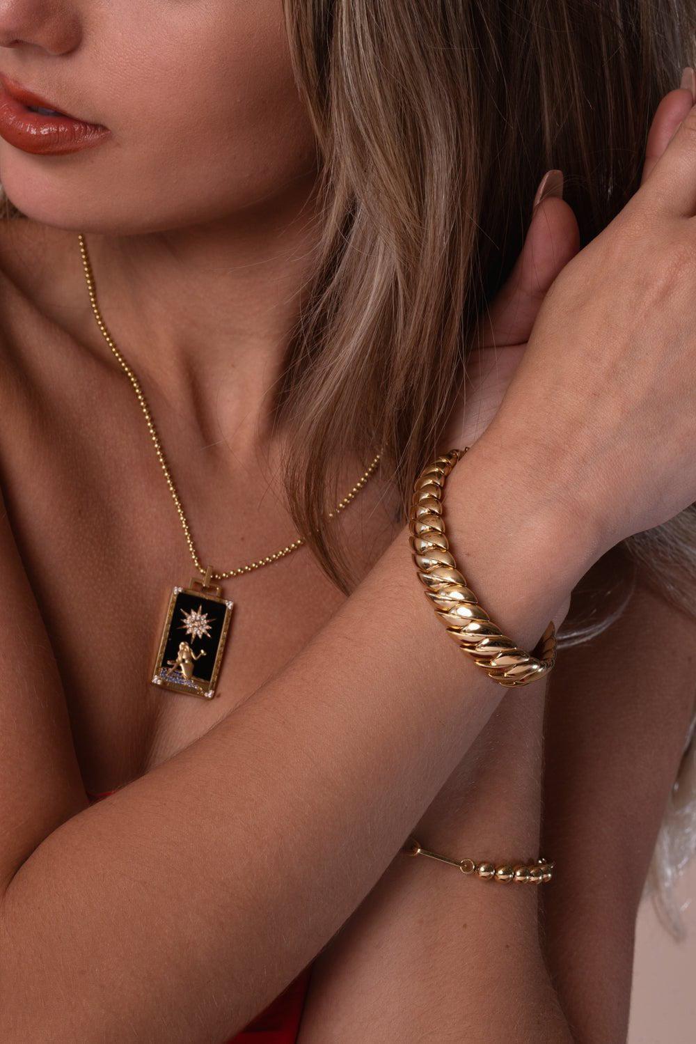 SIDNEY GARBER-Skinny Wave Length Bracelet-YELLOW GOLD