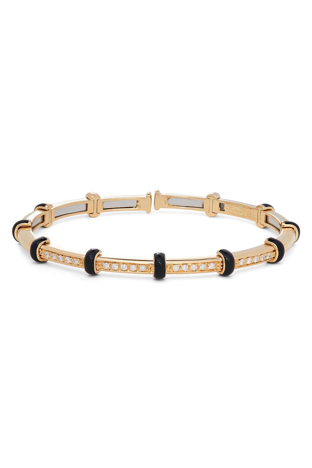 SIDNEY GARBER-Black Enamel Dome Carly Bracelet-YELLOW GOLD