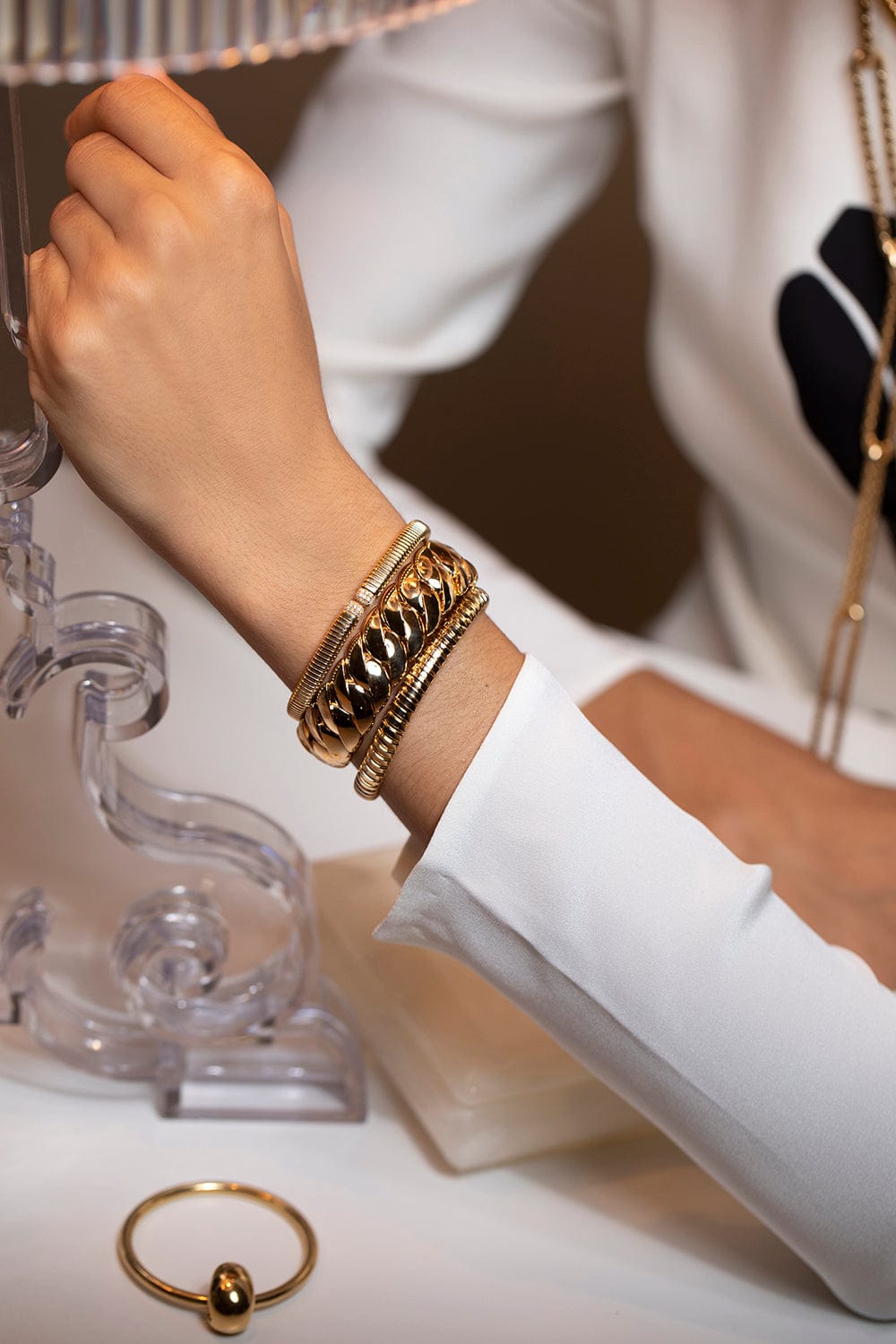 SIDNEY GARBER-Polished Wave Bracelet-YELLOW GOLD