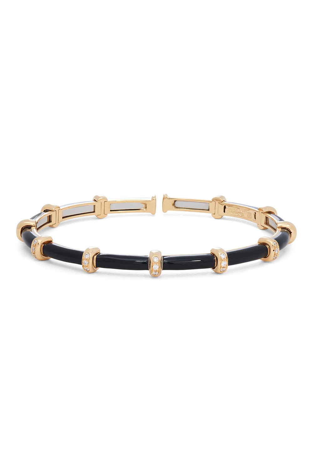 SIDNEY GARBER-Small Carly Black Enamel Diamond Bracelet-YELLOW GOLD