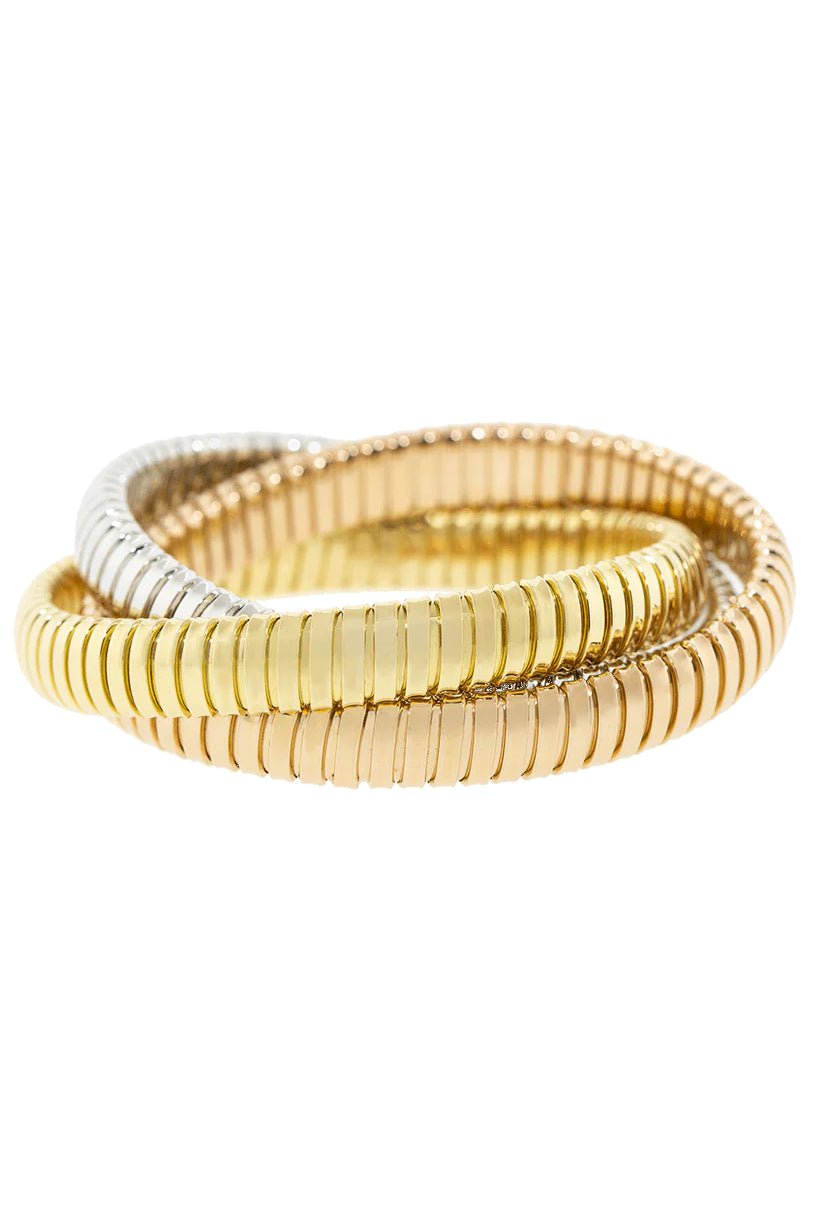 SIDNEY GARBER-Tri-Color Rolling Band Bracelet-YELLOW GOLD