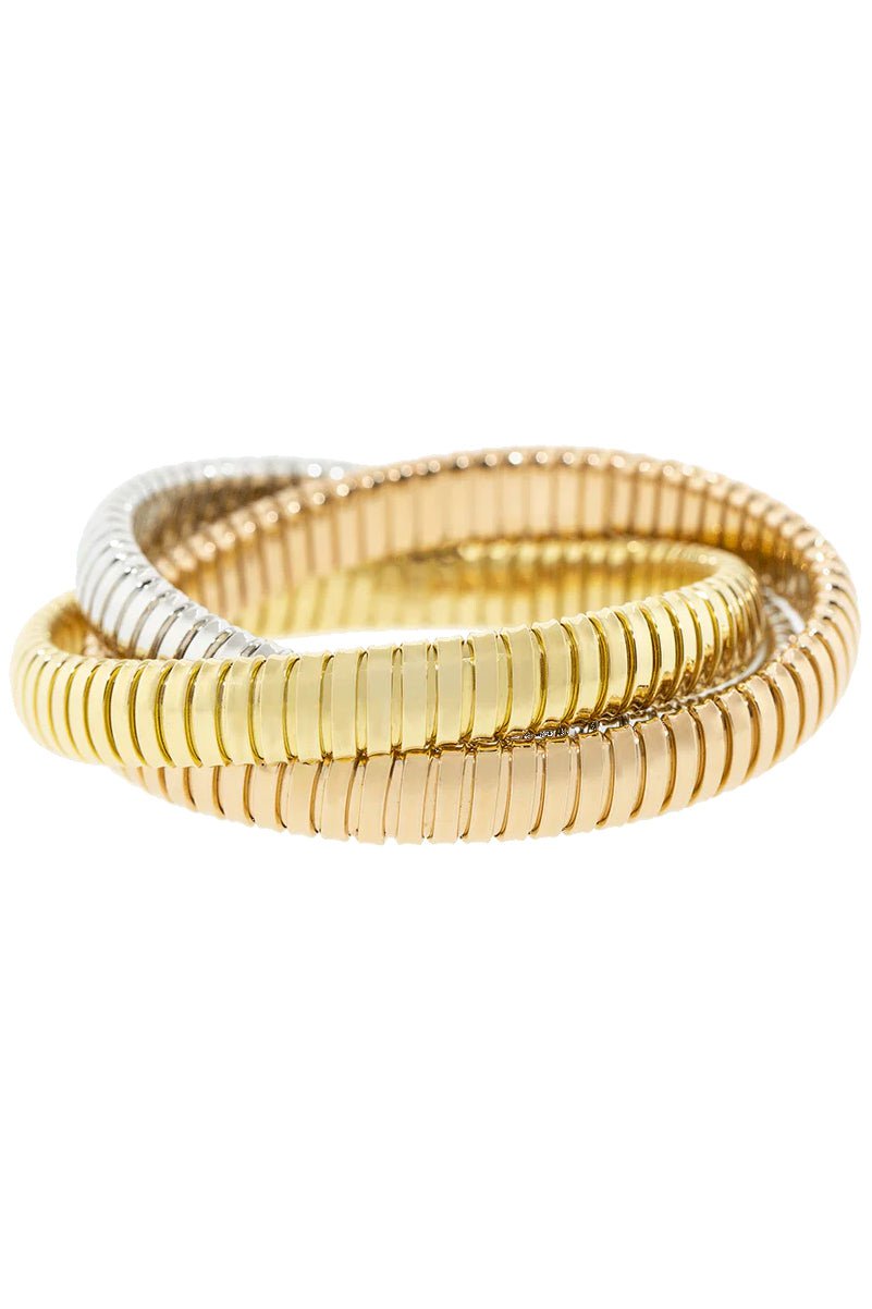SIDNEY GARBER-Tri-Color Rolling Band Bracelet-YELLOW GOLD