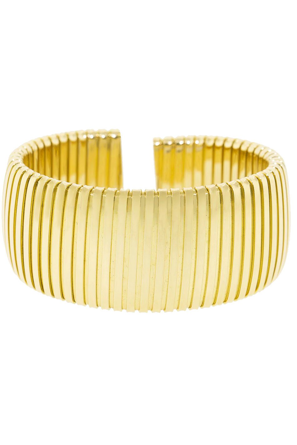 SIDNEY GARBER-Wide Flat Golden Cuff Bracelet-YELLOW GOLD