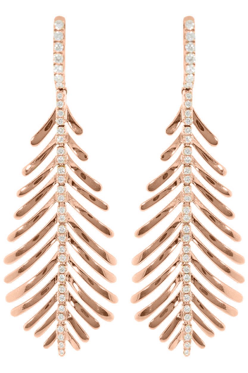 SIDNEY GARBER-Diamond Spine Plume Earrings-ROSE GOLD
