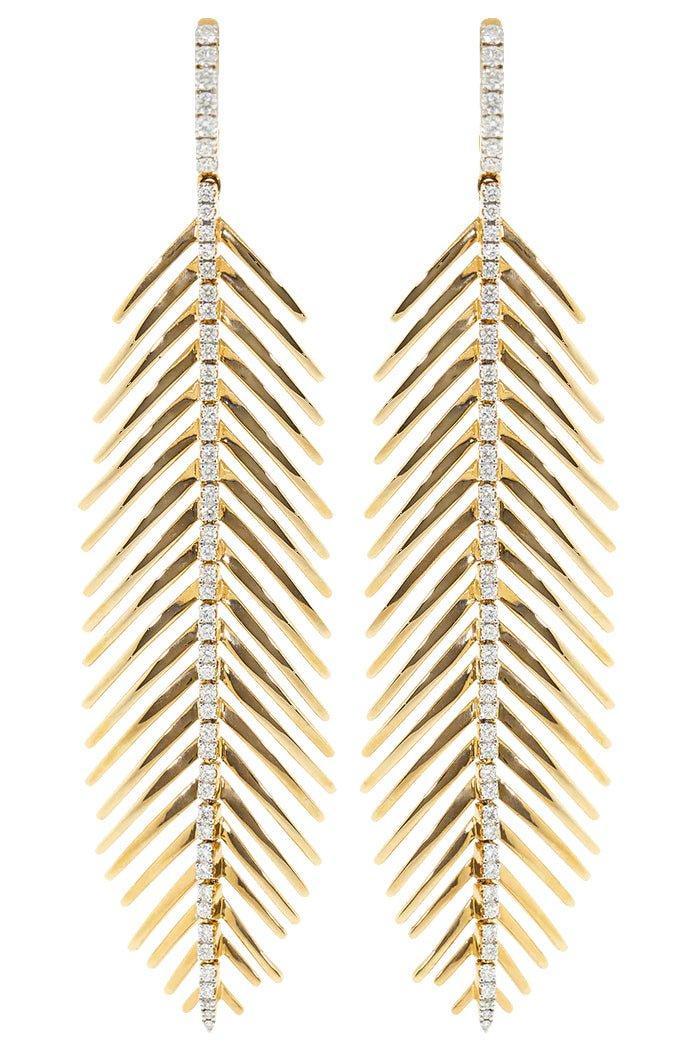 SIDNEY GARBER-Feathers That Move Diamond Spine Earrings-ROSE GOLD