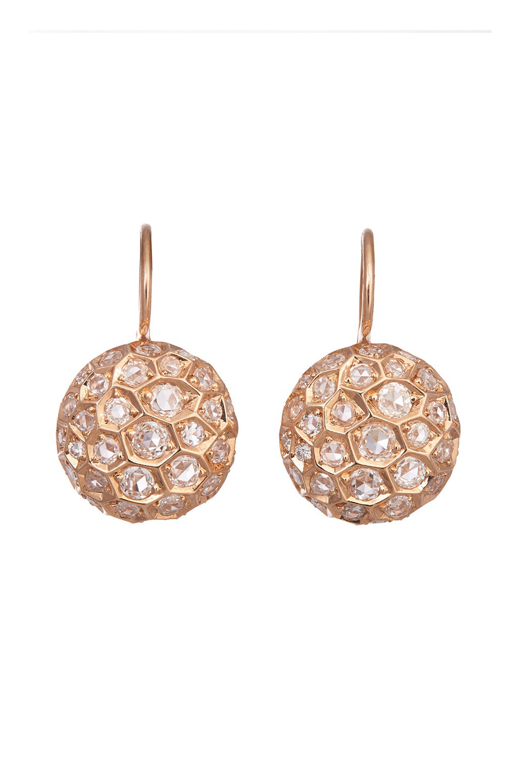 SIDNEY GARBER-Large Honeycomb Diamond Earrings-ROSE GOLD