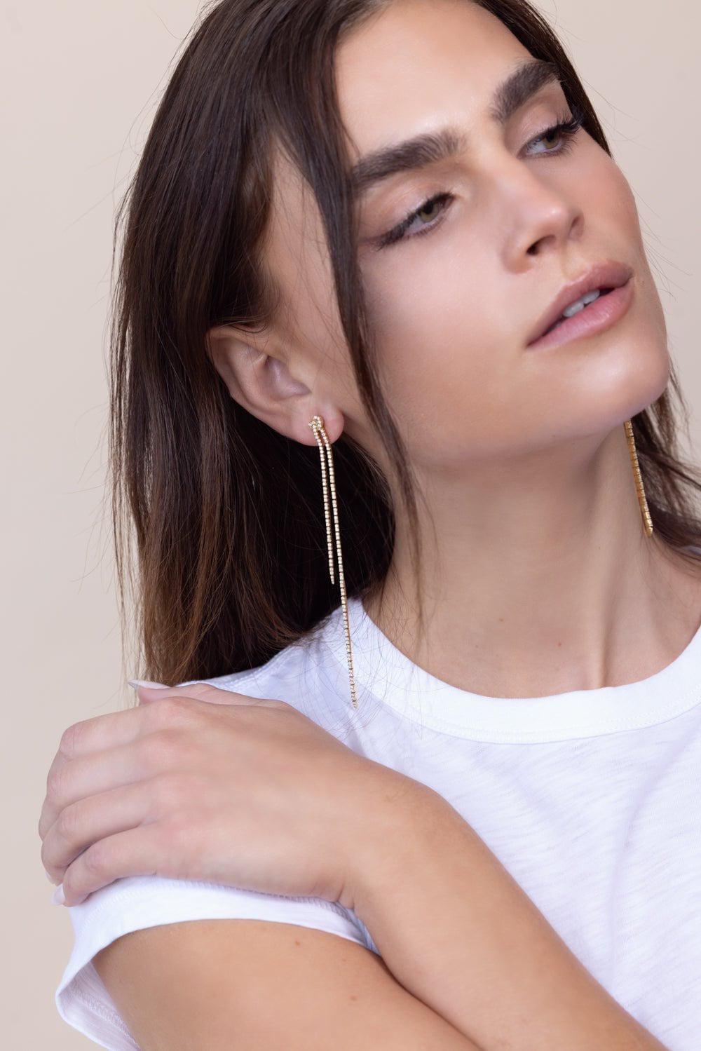 SIDNEY GARBER-Long Knot Earrings-ROSE GOLD