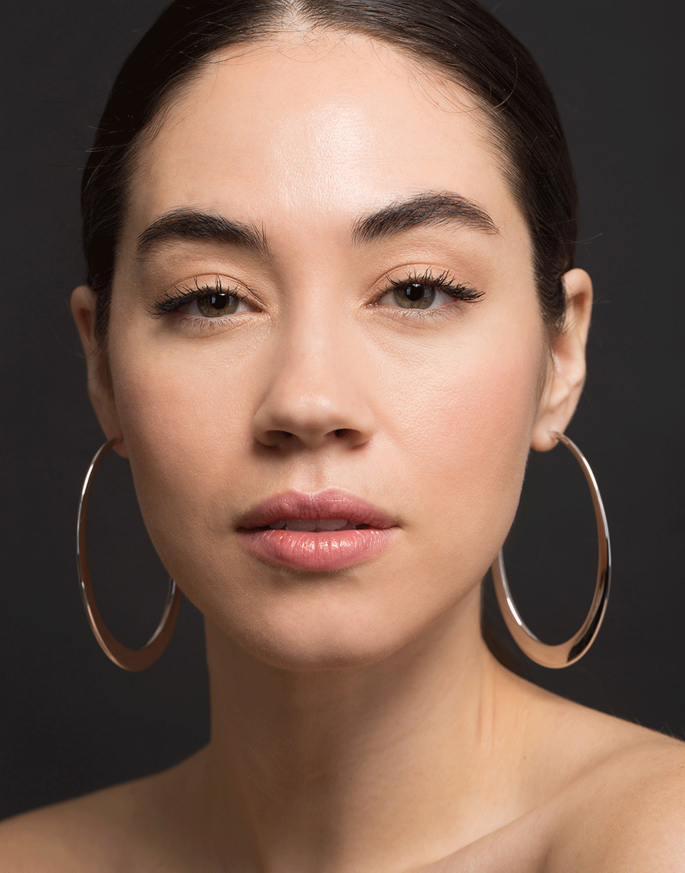 SIDNEY GARBER-Oval Crescent Hoop Earrings-ROSE GOLD