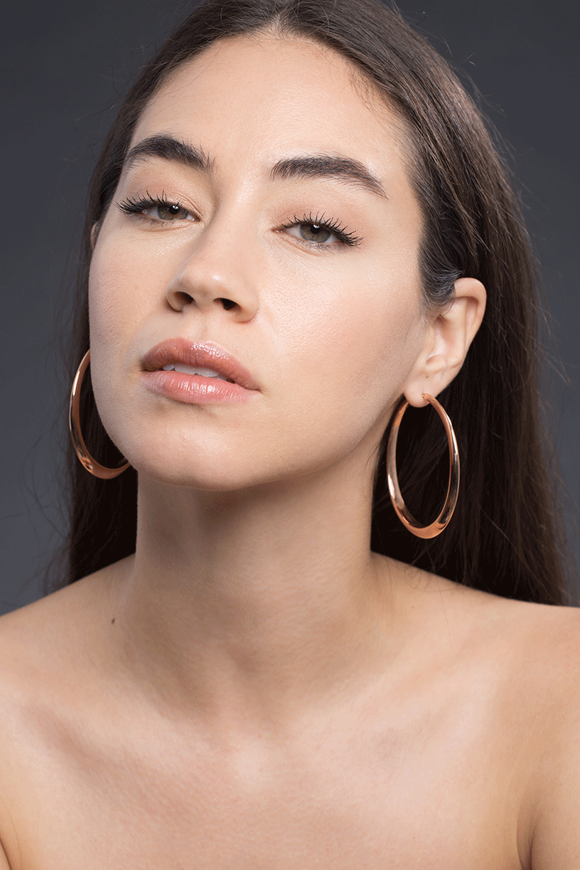 SIDNEY GARBER-Oval Hoop Earrings-ROSE GOLD
