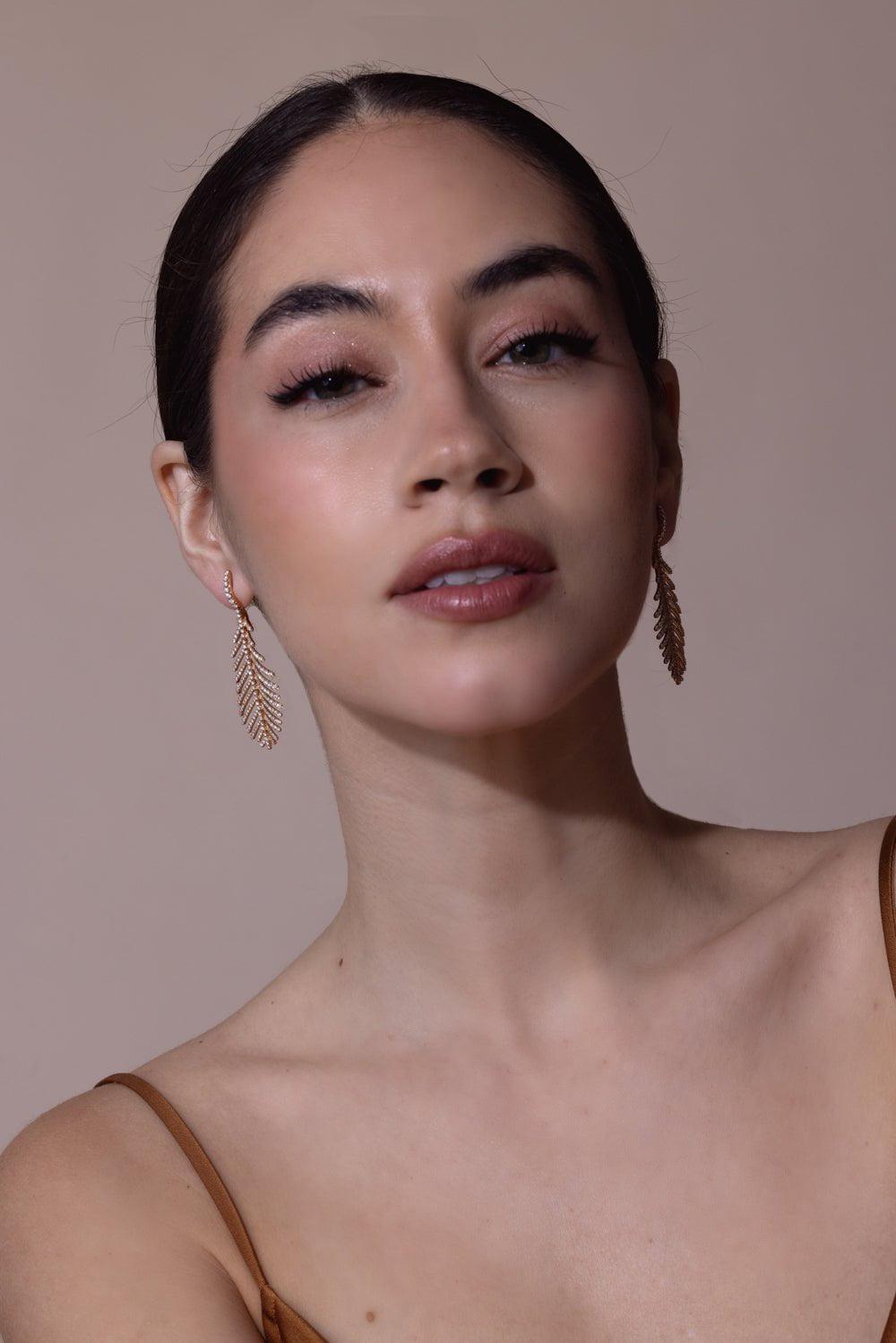 SIDNEY GARBER-Plume Diamond Earrings-ROSE GOLD