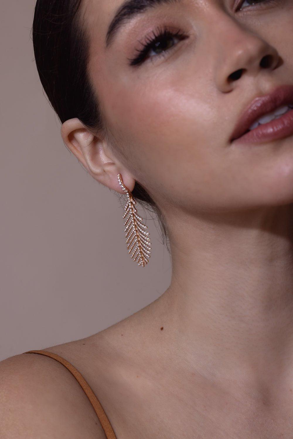 SIDNEY GARBER-Plume Diamond Earrings-ROSE GOLD