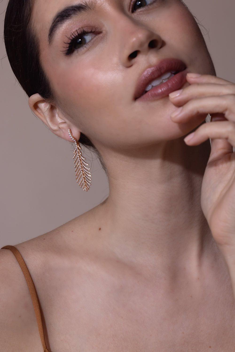 SIDNEY GARBER-Plume Diamond Earrings-ROSE GOLD