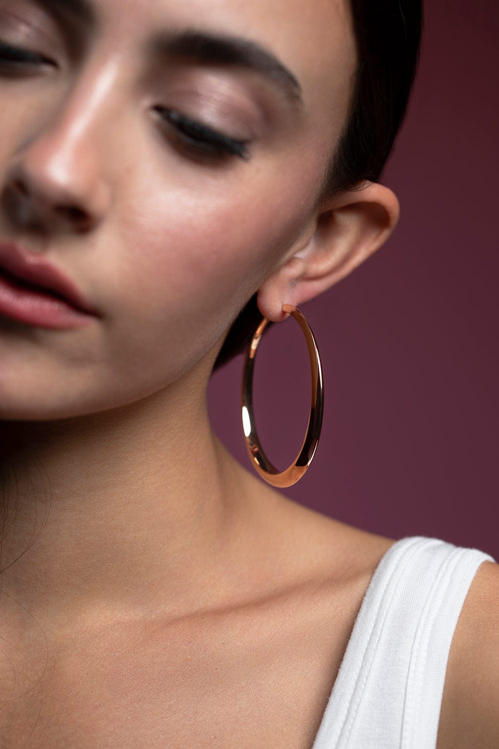 SIDNEY GARBER-Rose Gold Crescent Hoops-ROSE GOLD