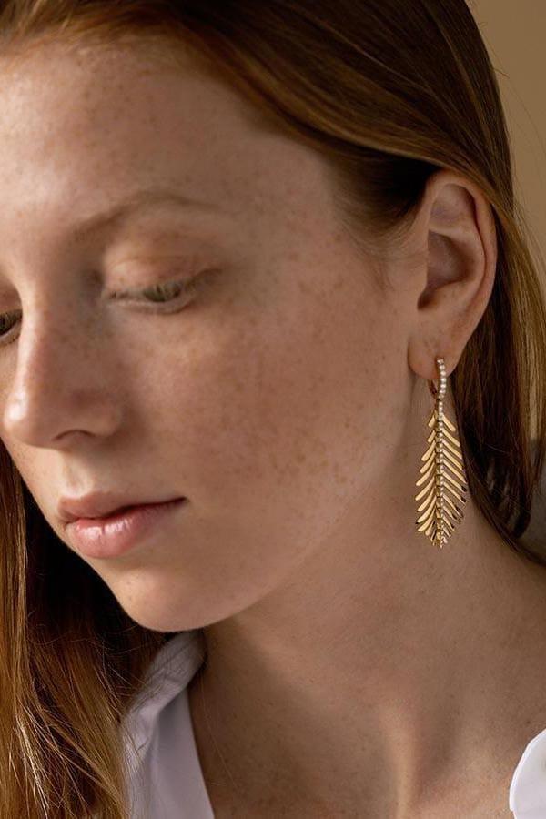 SIDNEY GARBER-Rose Gold Plume Earrings-ROSE GOLD