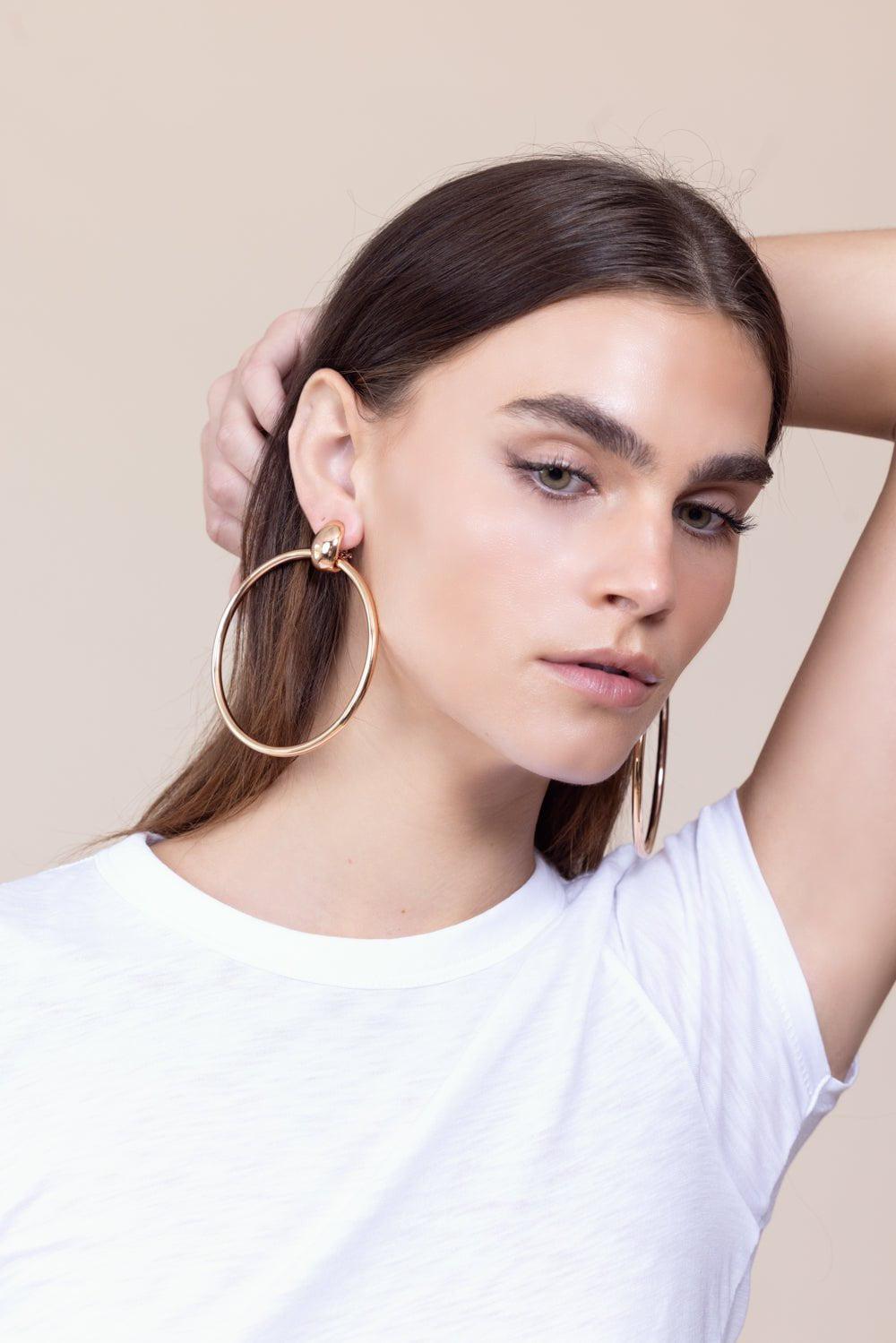 SIDNEY GARBER-Round Door Knocker Hoop Earrings-ROSE GOLD