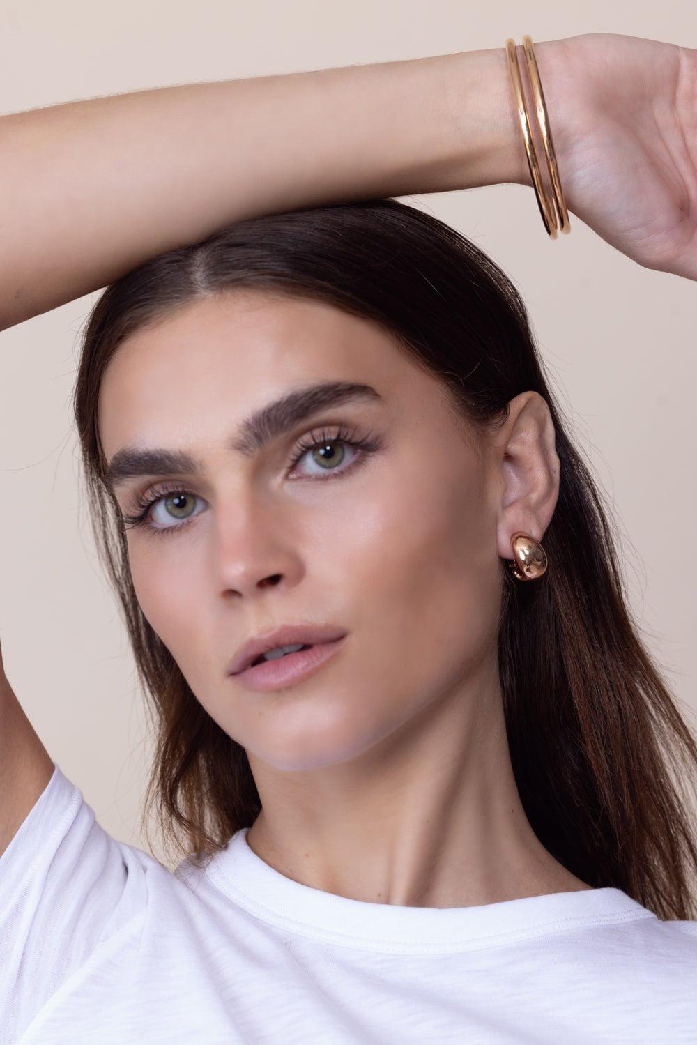 SIDNEY GARBER-Round Door Knocker Hoop Earrings-ROSE GOLD