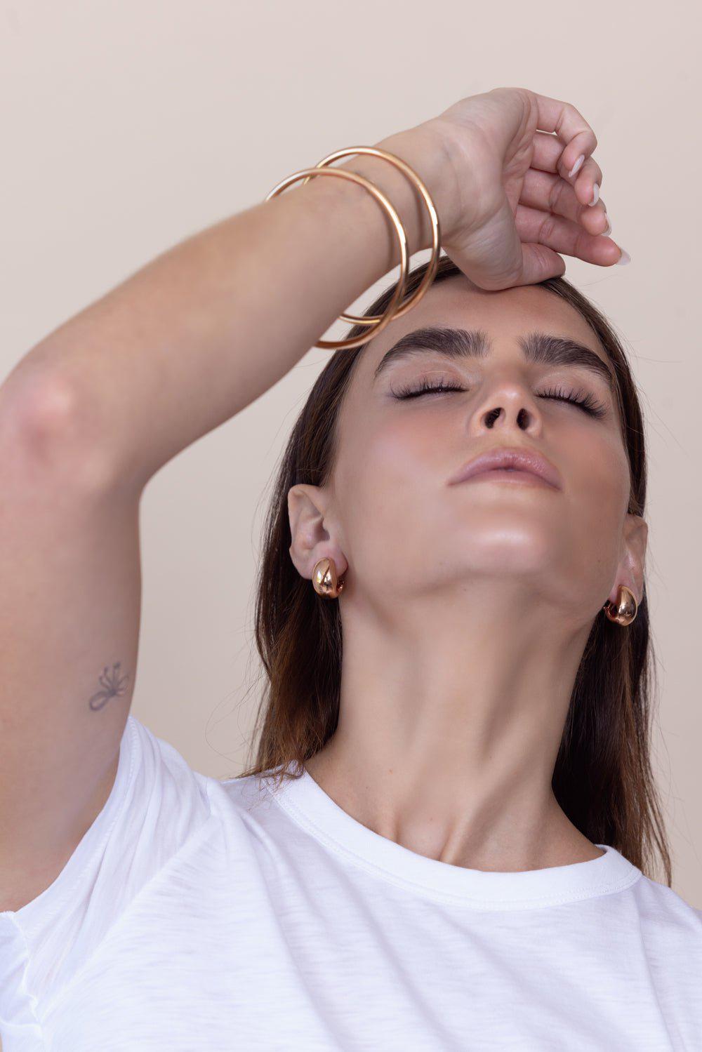 SIDNEY GARBER-Round Door Knocker Hoop Earrings-ROSE GOLD