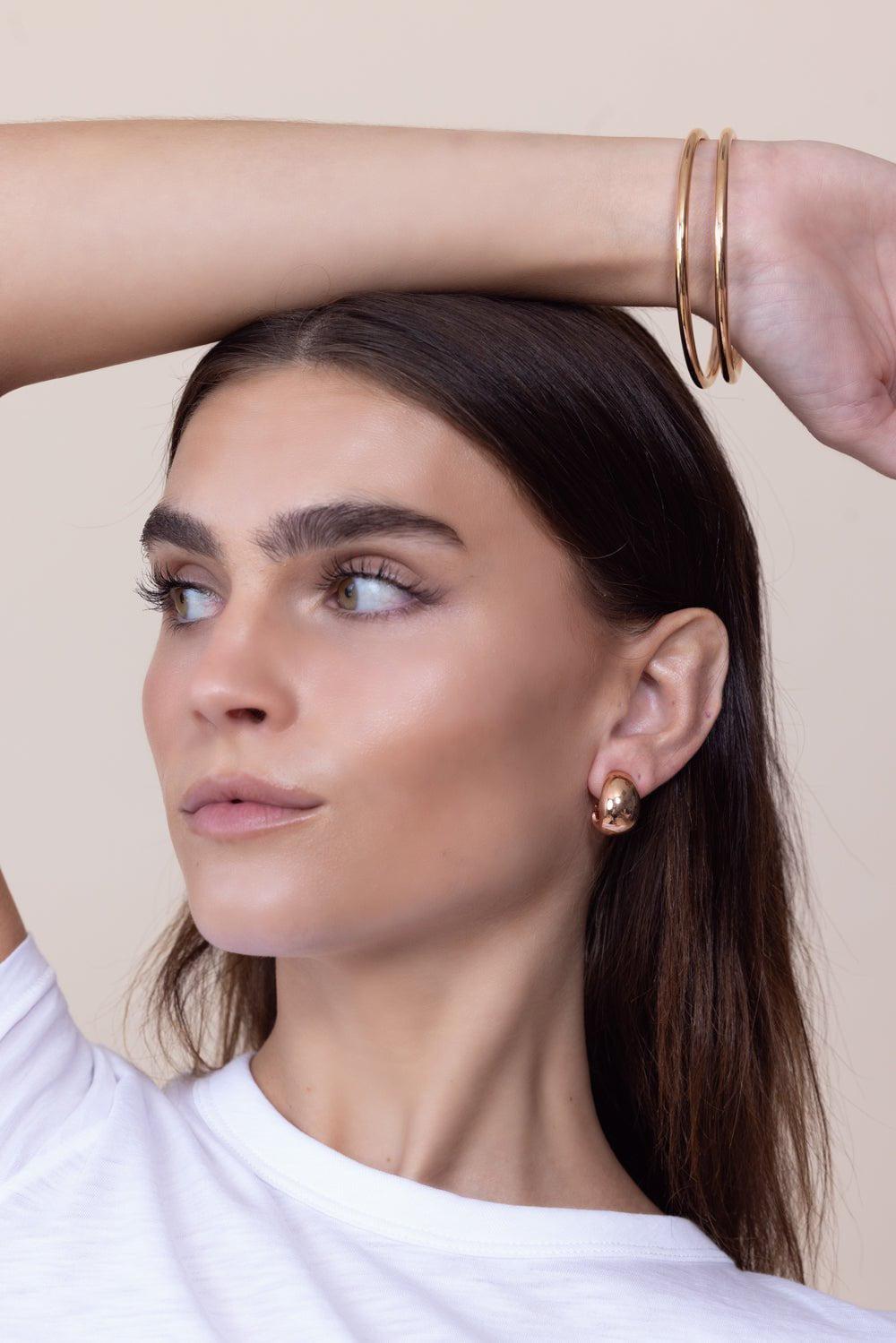 SIDNEY GARBER-Round Door Knocker Hoop Earrings-ROSE GOLD