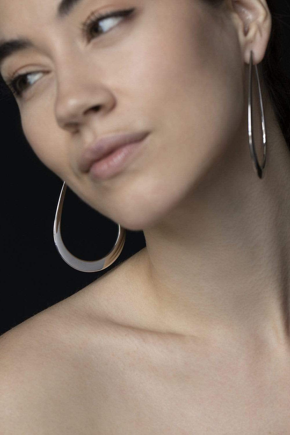 SIDNEY GARBER-Crescent Teardrop Hoops - White Gold-WHITE GOLD