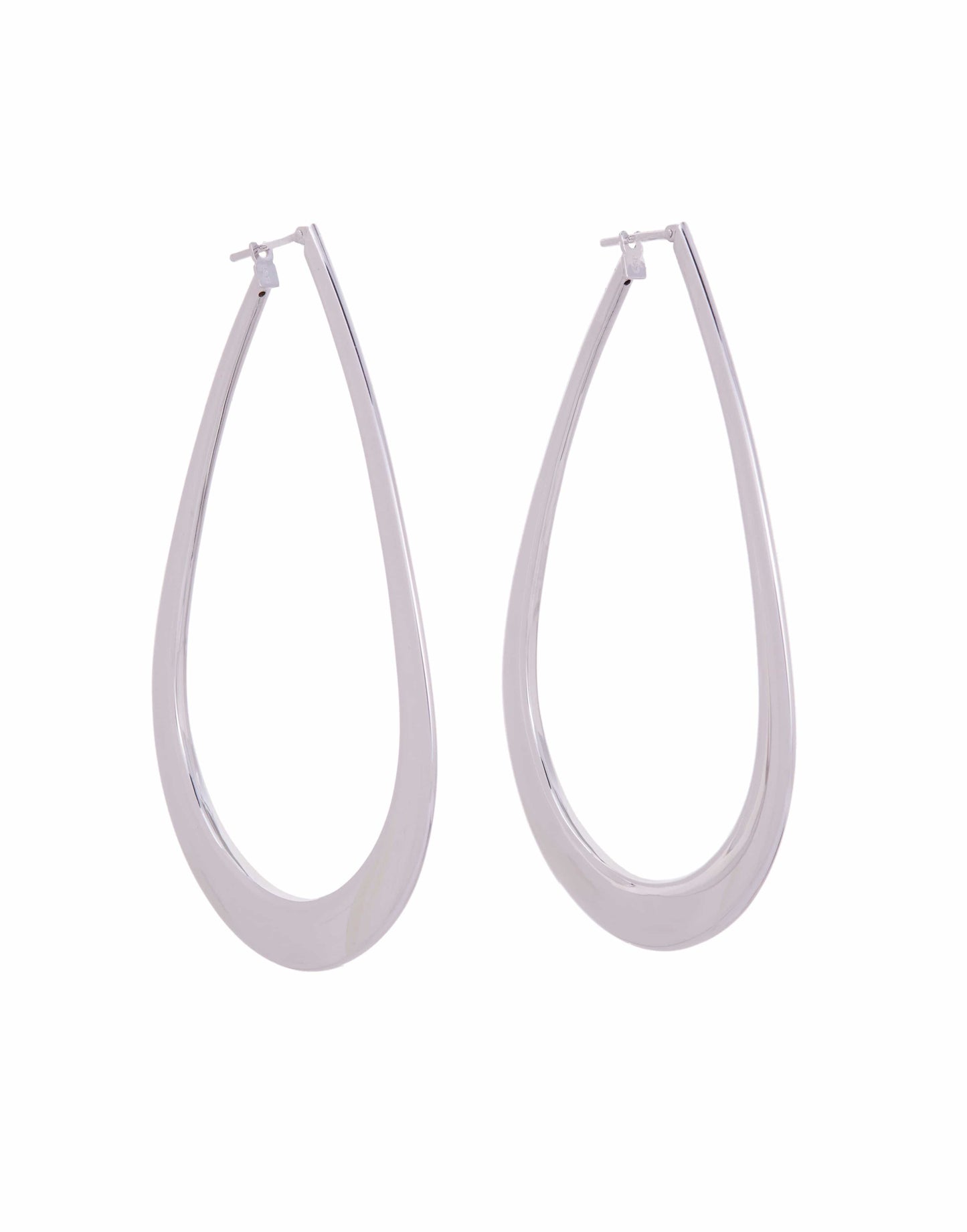 SIDNEY GARBER-Crescent Teardrop Hoops - White Gold-WHITE GOLD