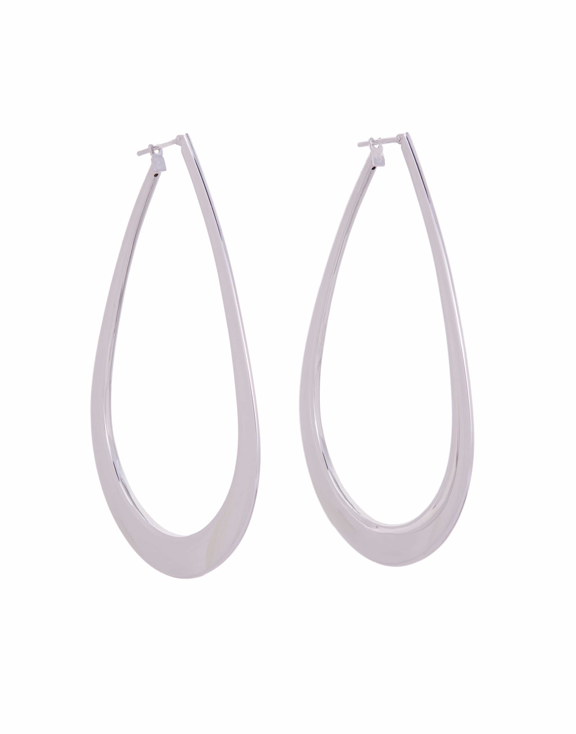 SIDNEY GARBER-Crescent Teardrop Hoops - White Gold-WHITE GOLD