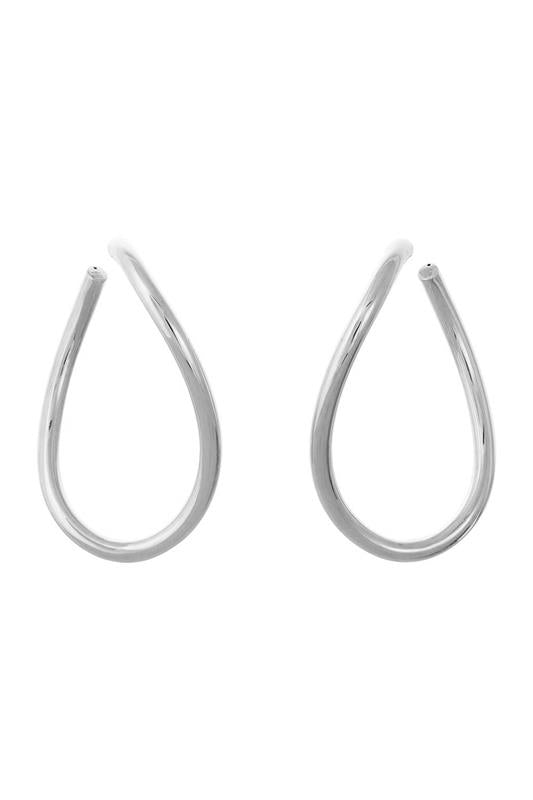 SIDNEY GARBER-Curved Opal Hoop Earrings - White Gold-WHITE GOLD
