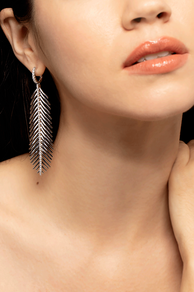 SIDNEY GARBER-Feathers That Move Earrings-WHITE GOLD