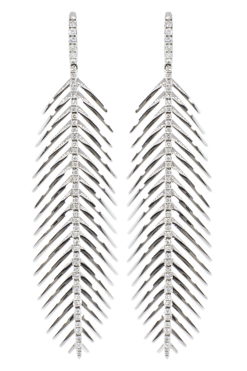 SIDNEY GARBER-Feathers That Move Earrings-WHITE GOLD