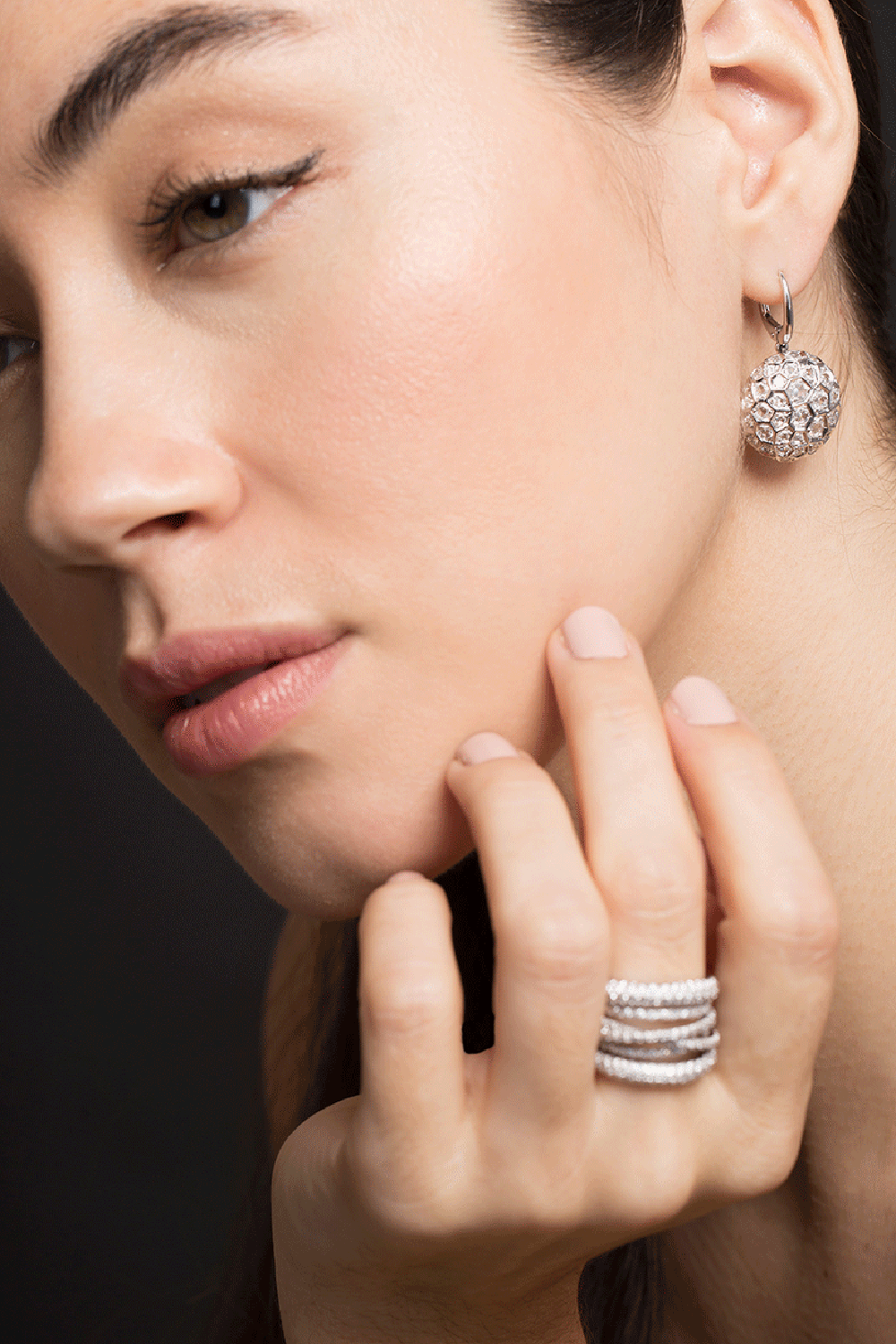 SIDNEY GARBER-Large Diamond Honeycomb Earrings- White Gold-WHITE GOLD