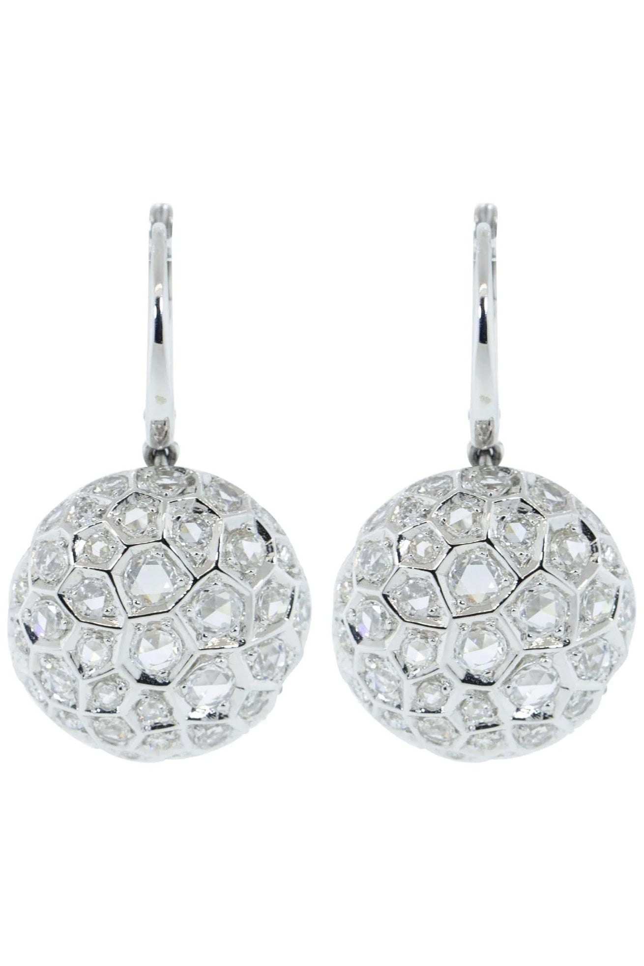 SIDNEY GARBER-Large Diamond Honeycomb Earrings- White Gold-WHITE GOLD