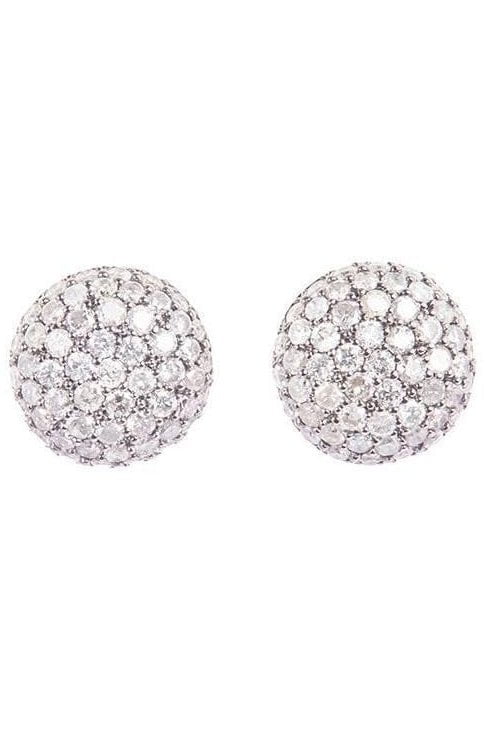 SIDNEY GARBER-Large Perfect Pave Button Earrings-WHITE GOLD