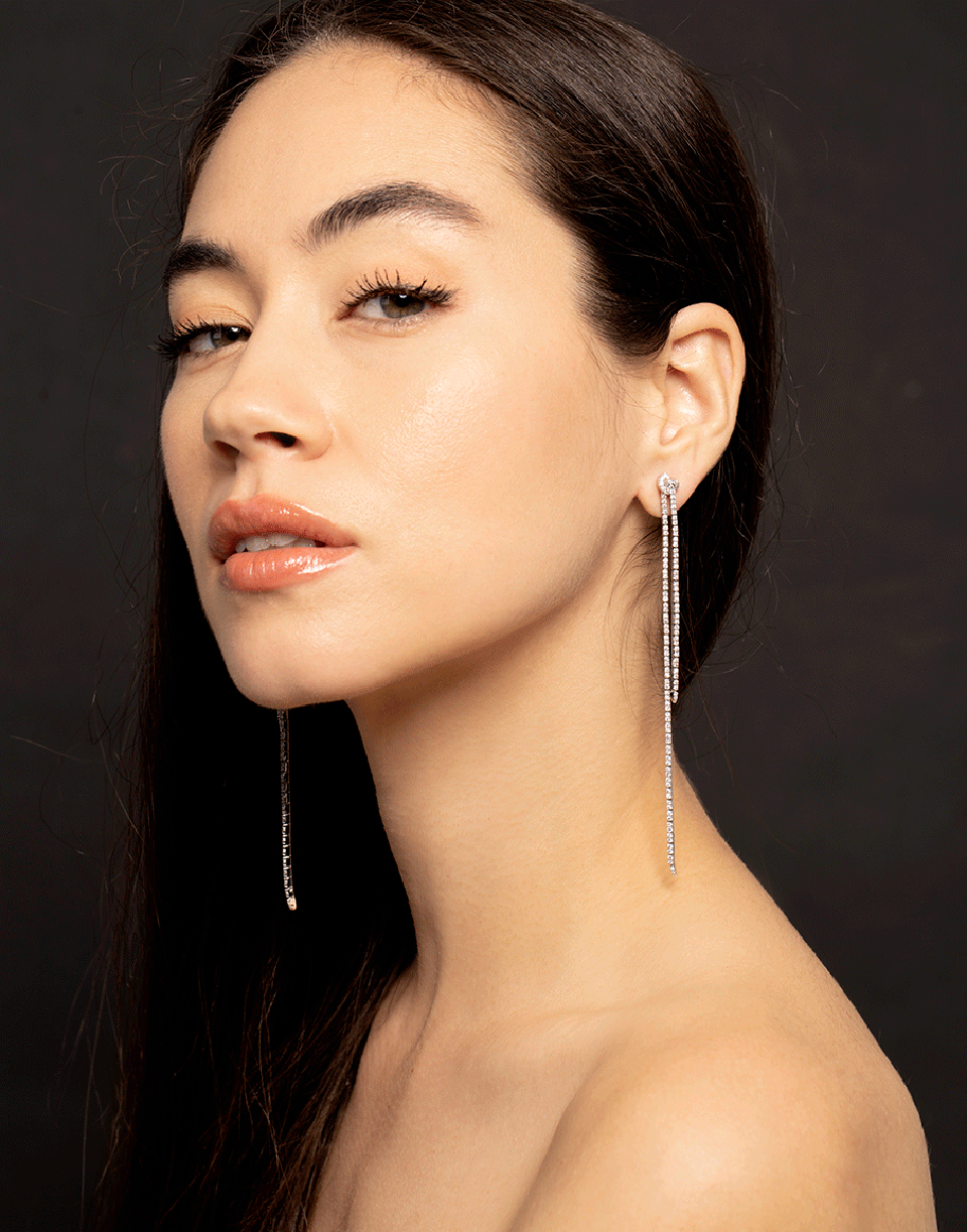 SIDNEY GARBER-Long Knot Diamond Earrings-WHITE GOLD