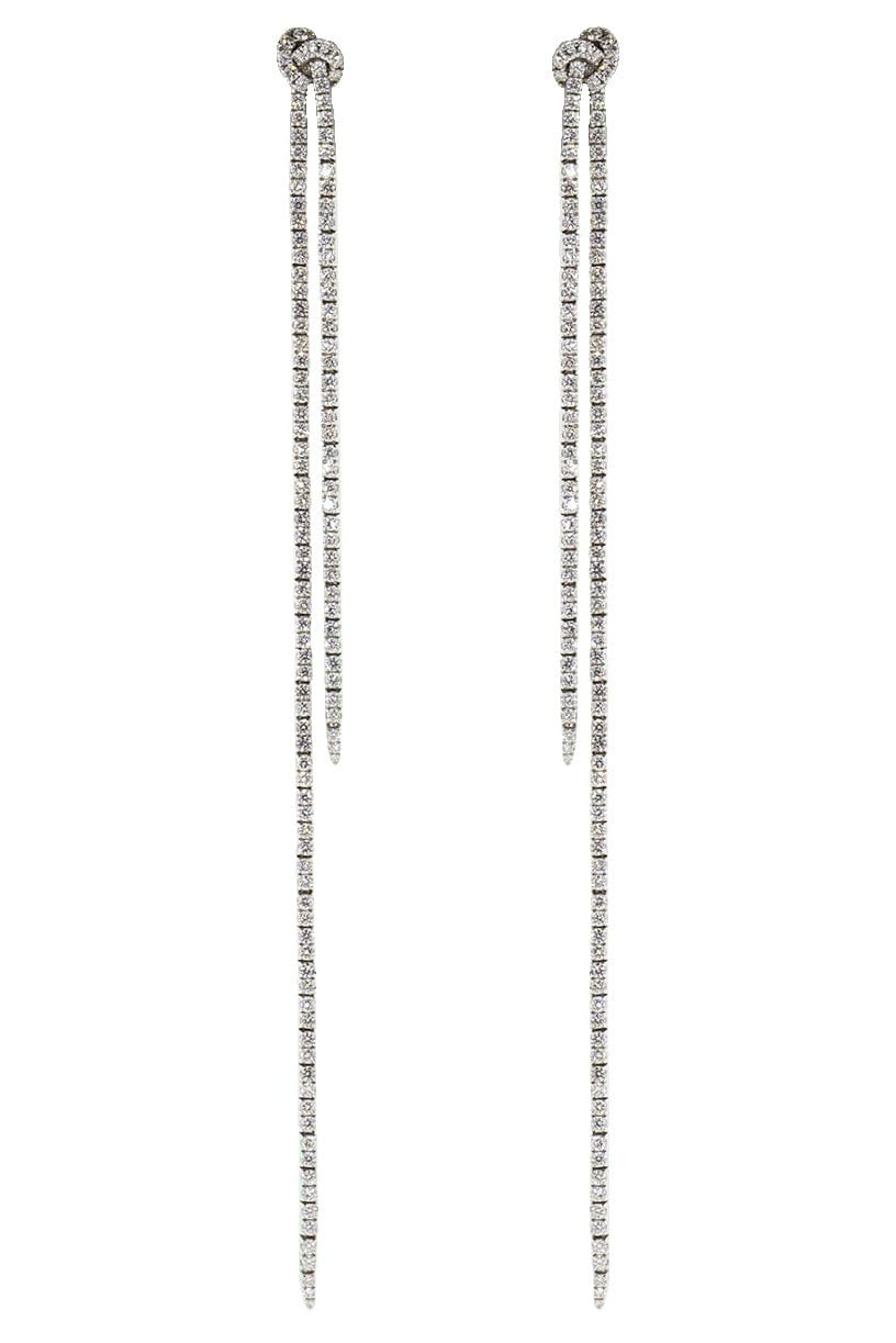 SIDNEY GARBER-Long Knot Diamond Earrings-WHITE GOLD