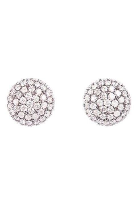 SIDNEY GARBER-Medium Pave Diamond Button Earrings-WHITE GOLD