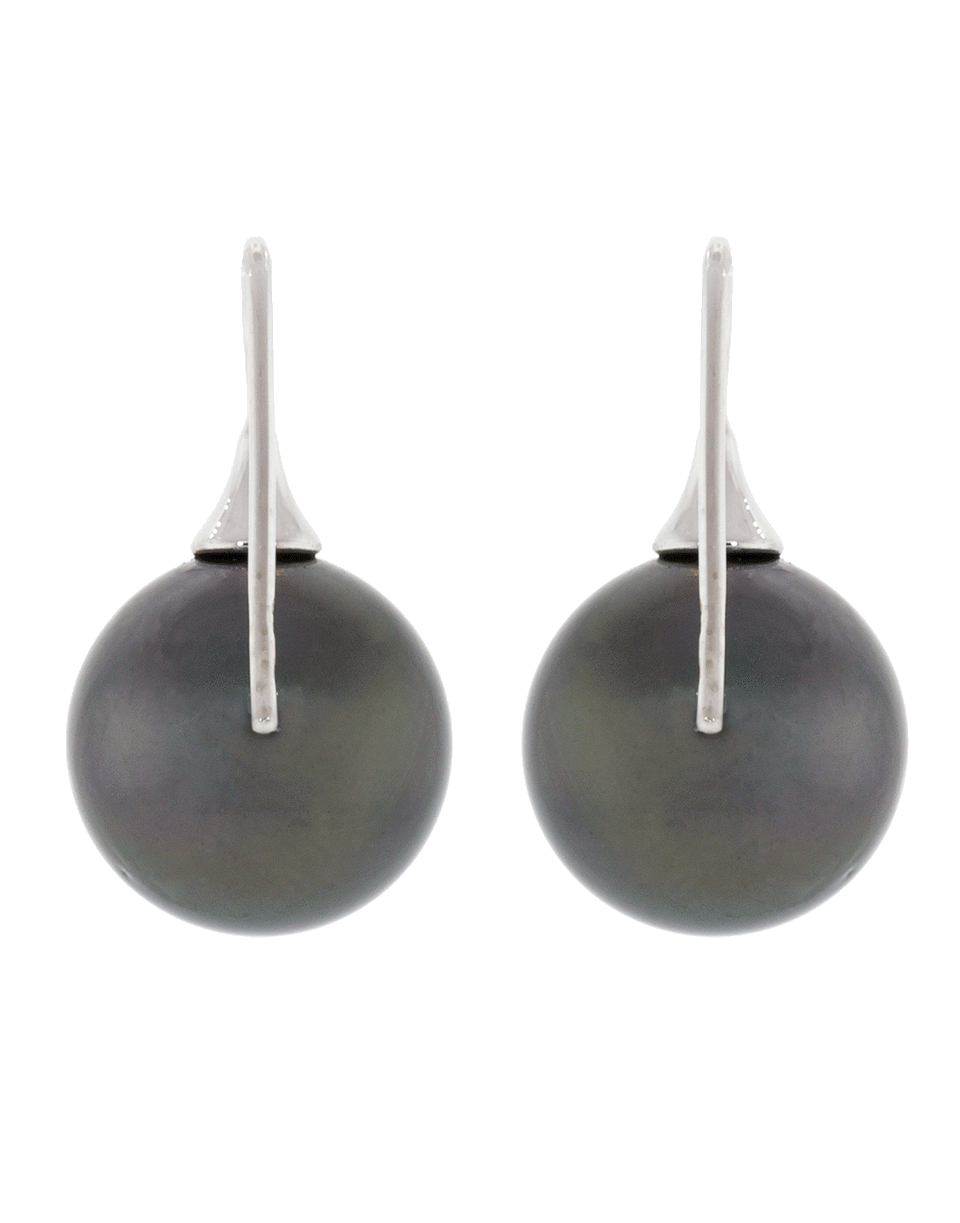 SIDNEY GARBER-On The Hook Tahitian Pearl Earrings-WHITE GOLD