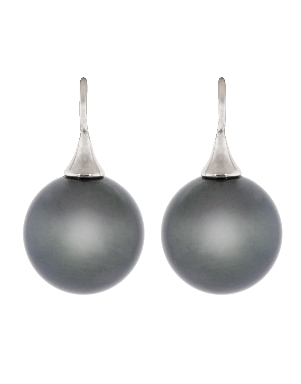 SIDNEY GARBER-On The Hook Tahitian Pearl Earrings-WHITE GOLD
