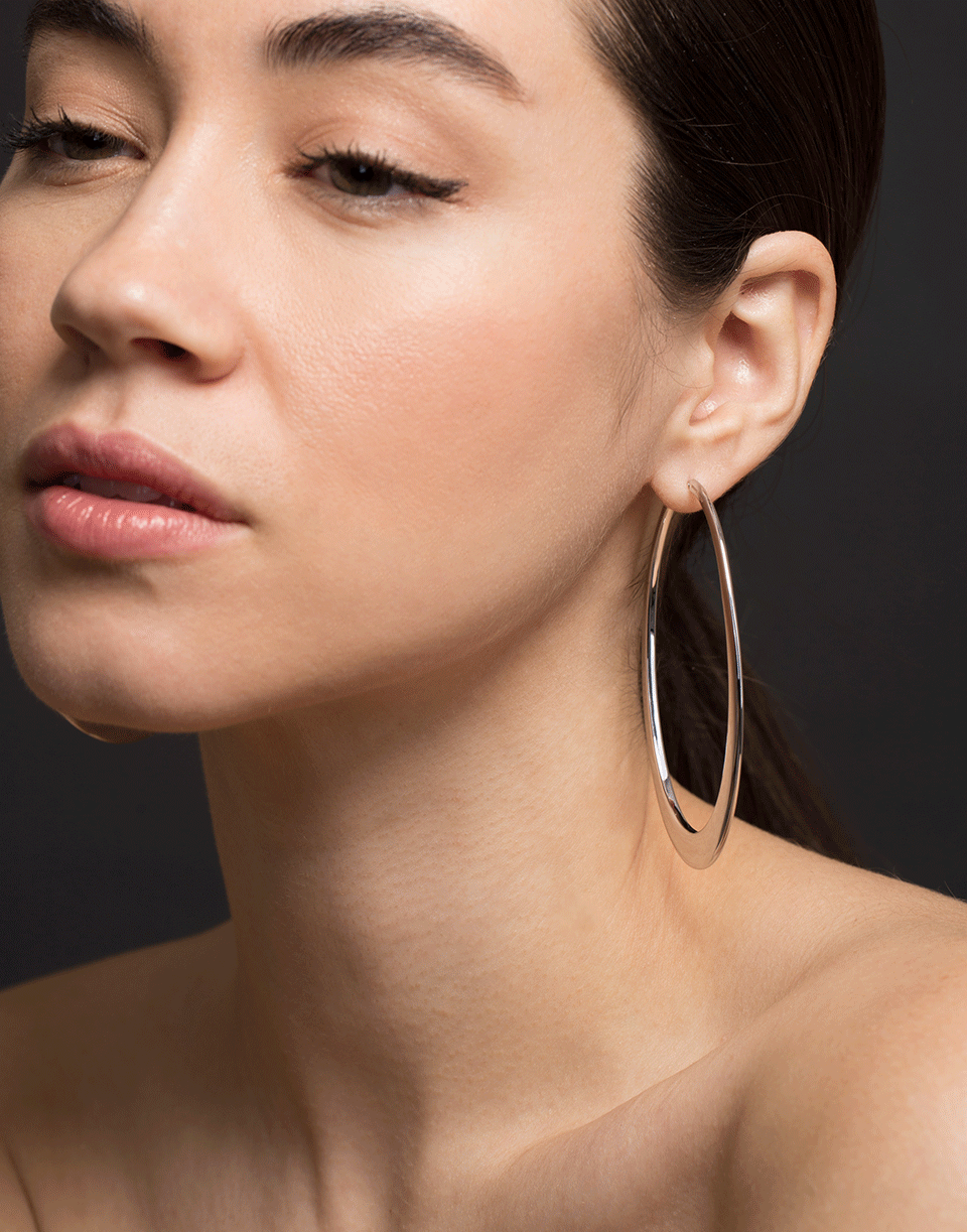 SIDNEY GARBER-Oval Crescent Hoops - White Gold-WHITE GOLD