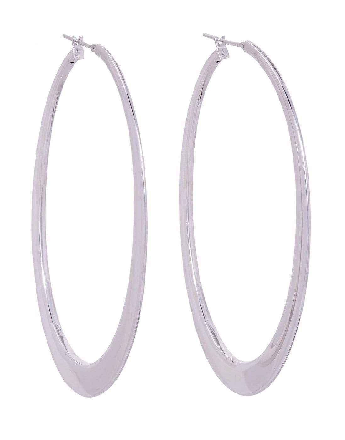 SIDNEY GARBER-Oval Crescent Hoops - White Gold-WHITE GOLD