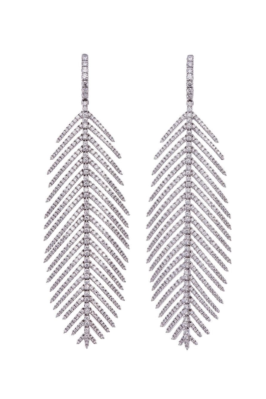 SIDNEY GARBER-Pave Feathers That Move Earrings-WHITE GOLD