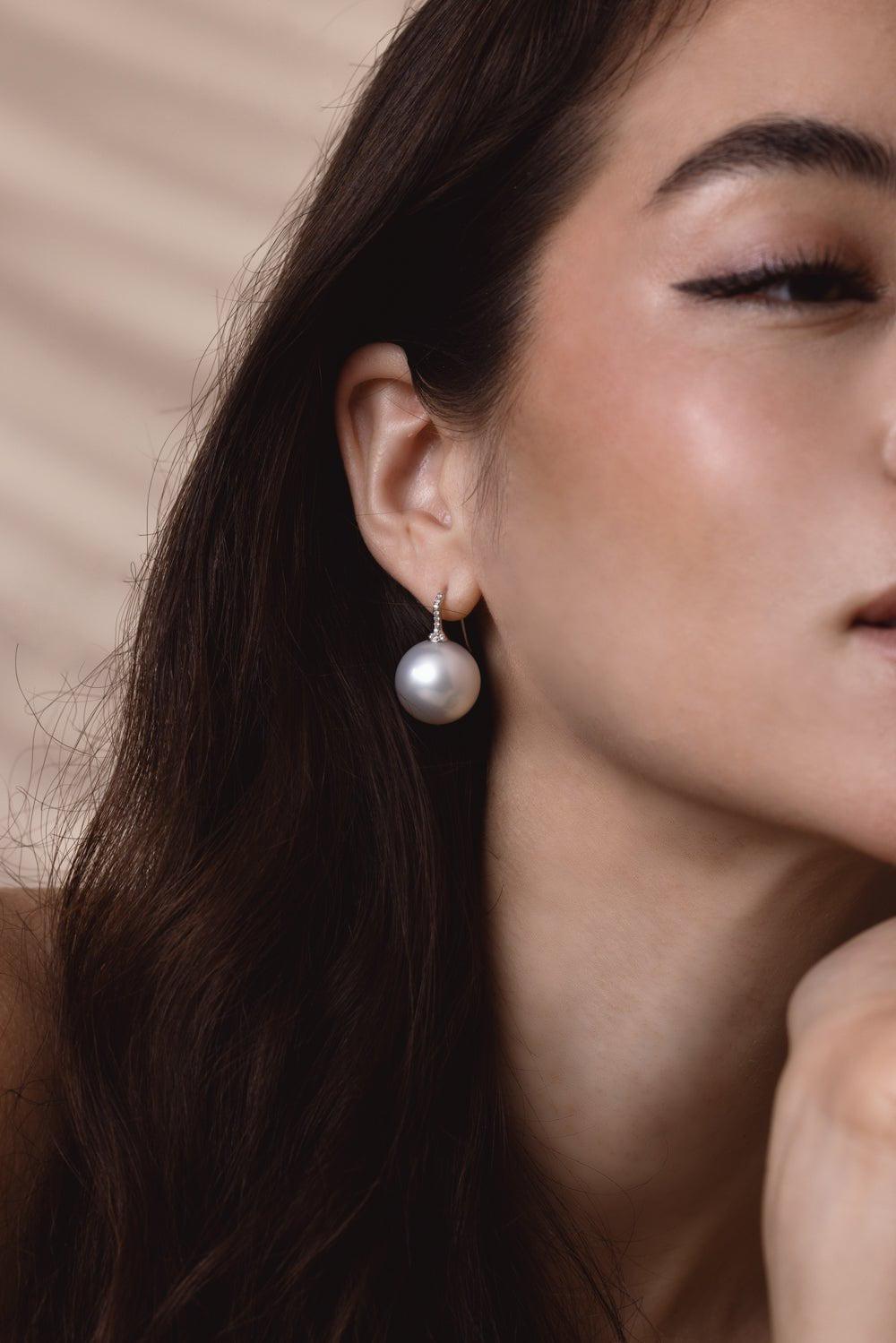 SIDNEY GARBER-Pearl Drop Earrings-WHITE GOLD