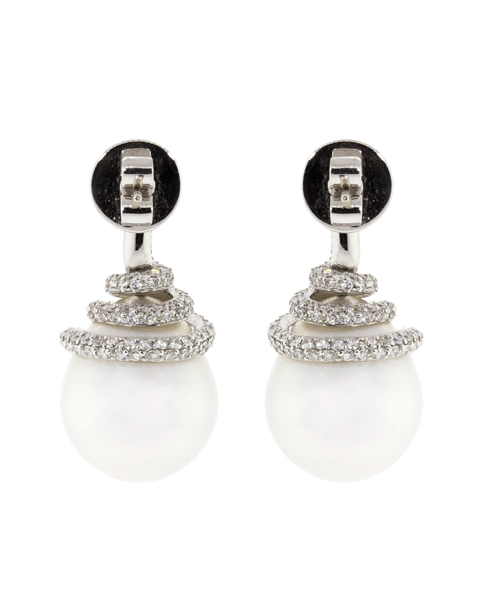 SIDNEY GARBER-Pearl Passion Diamond Snake Earrings-WHITE GOLD
