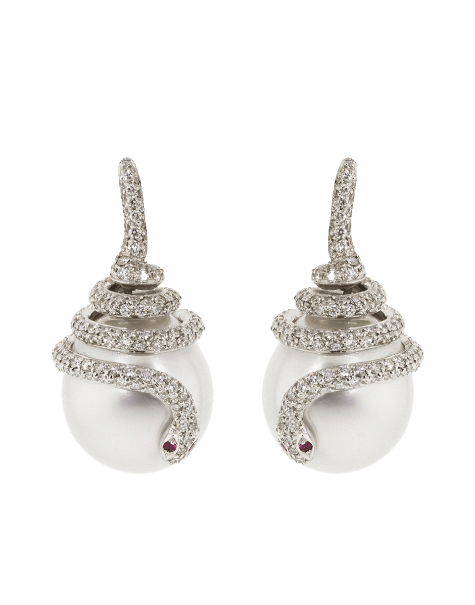 SIDNEY GARBER-Pearl Passion Diamond Snake Earrings-WHITE GOLD