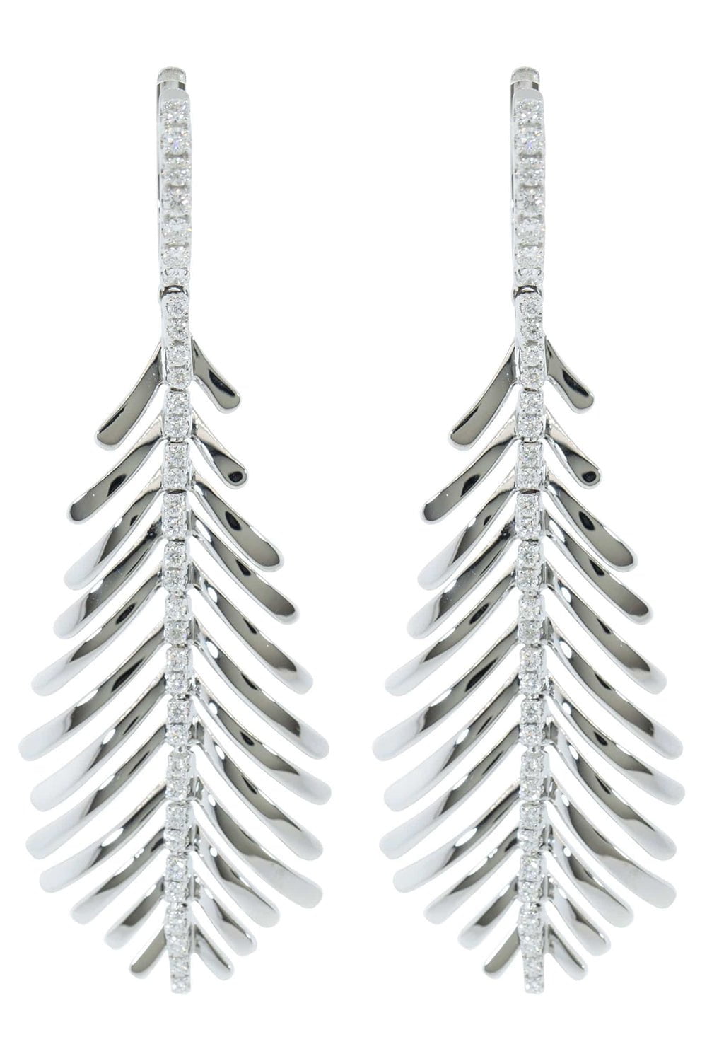 SIDNEY GARBER-Plume Diamond Spine Earrings-WHITE GOLD