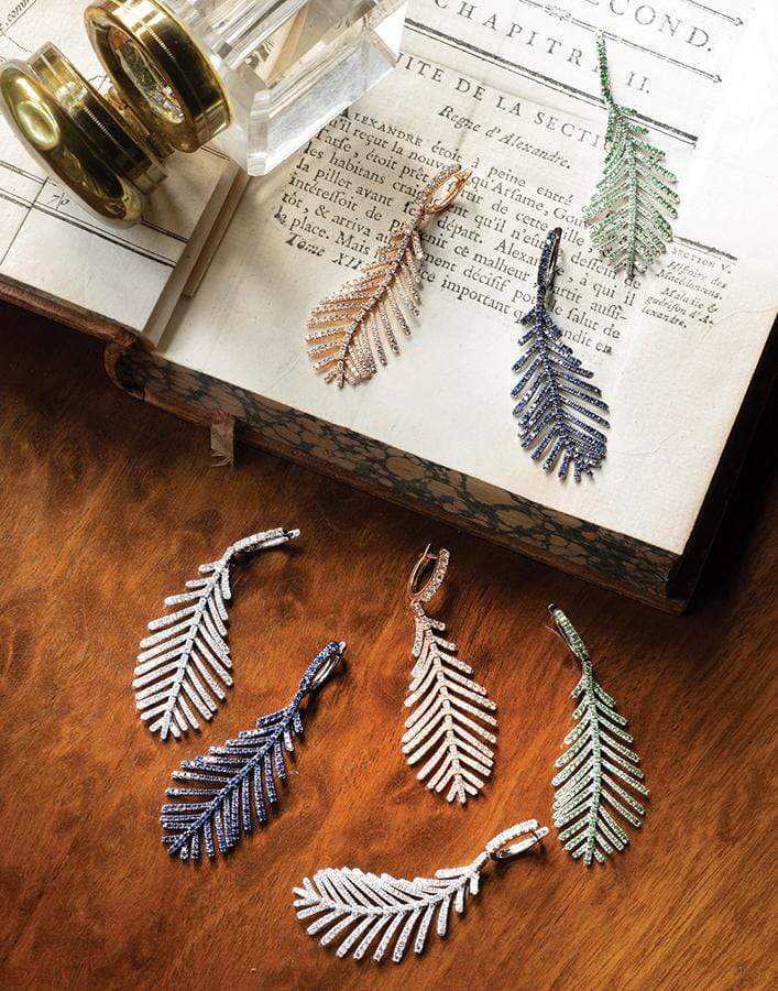 SIDNEY GARBER-Plume Earrings-WHITE GOLD