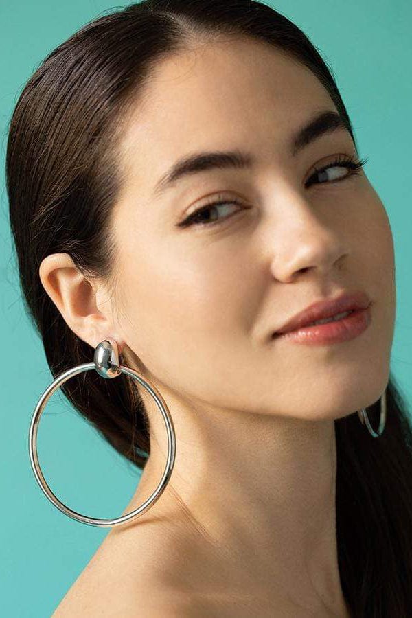 Naples Doorknocker Hoop Earrings-WHITE GOLD-JEWELRYFINE JEWELEARRING-SIDNEY GARBER
