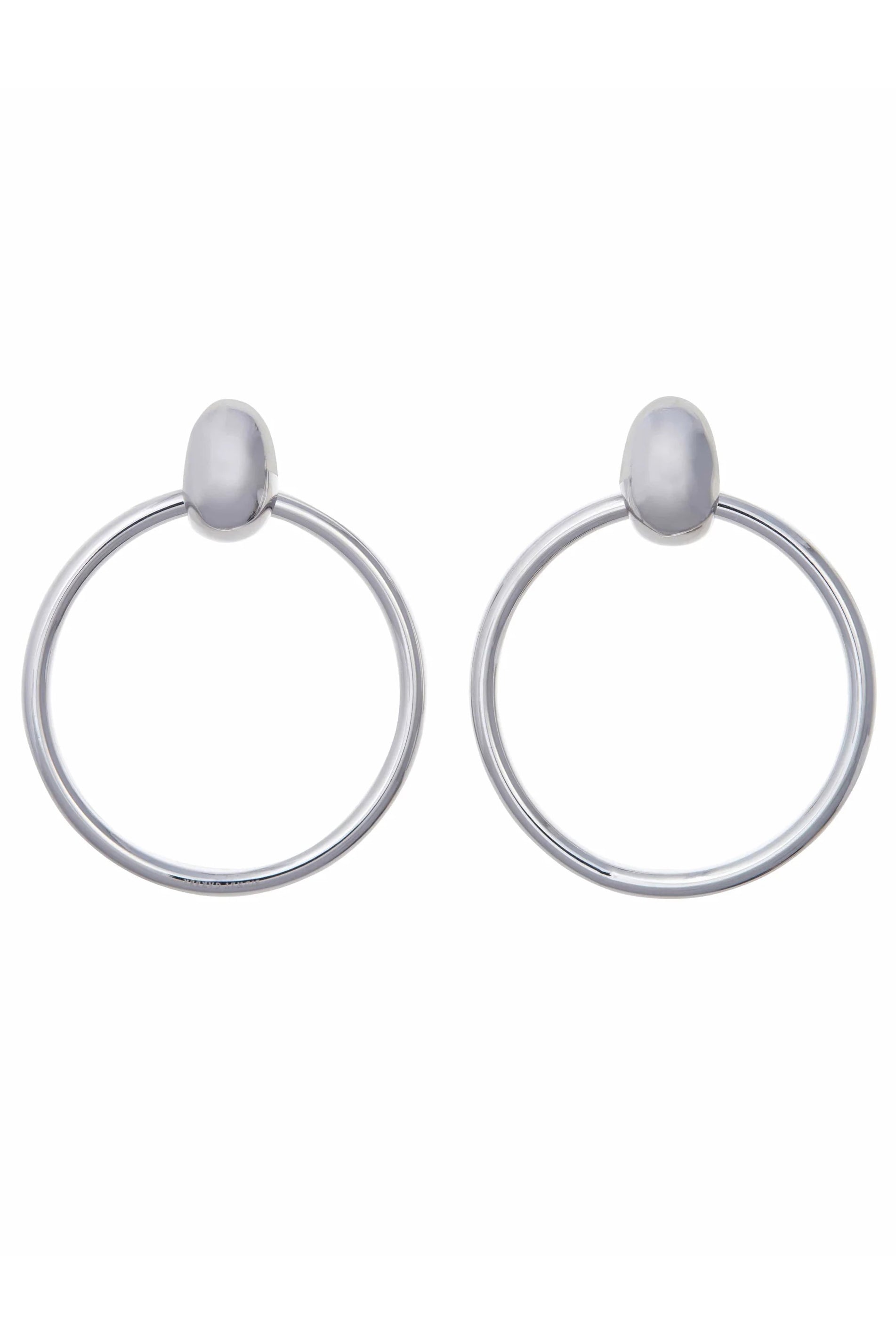 SIDNEY GARBER-Rounded Door Knocker Hoops-WHITE GOLD