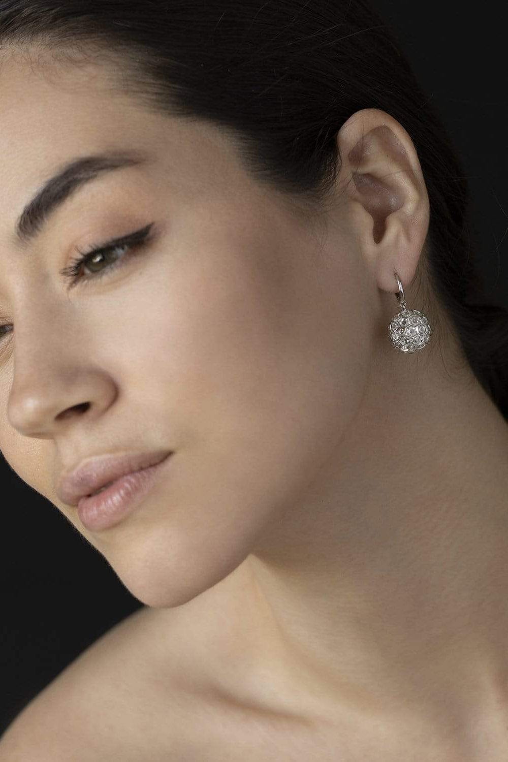SIDNEY GARBER-Small Diamond Honeycomb Earrings-WHITE GOLD