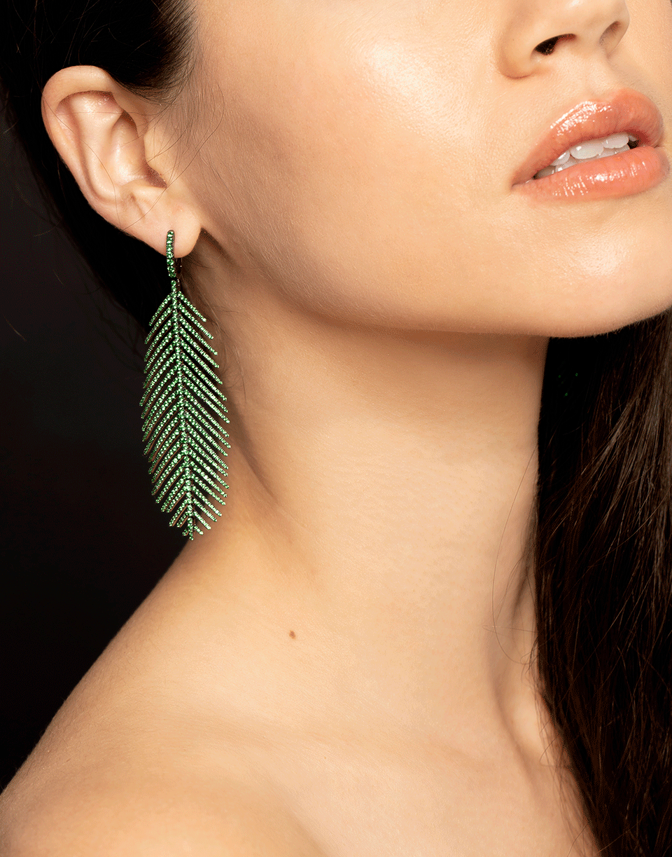 SIDNEY GARBER-Tsavorite Feathers That Move Earrings-WHITE GOLD