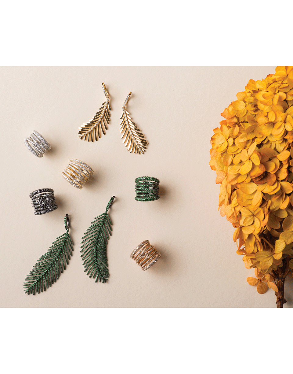 SIDNEY GARBER-Tsavorite Feathers That Move Earrings-WHITE GOLD